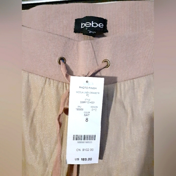 Bebe Linen Drawstring Pant - Picture 4 of 4